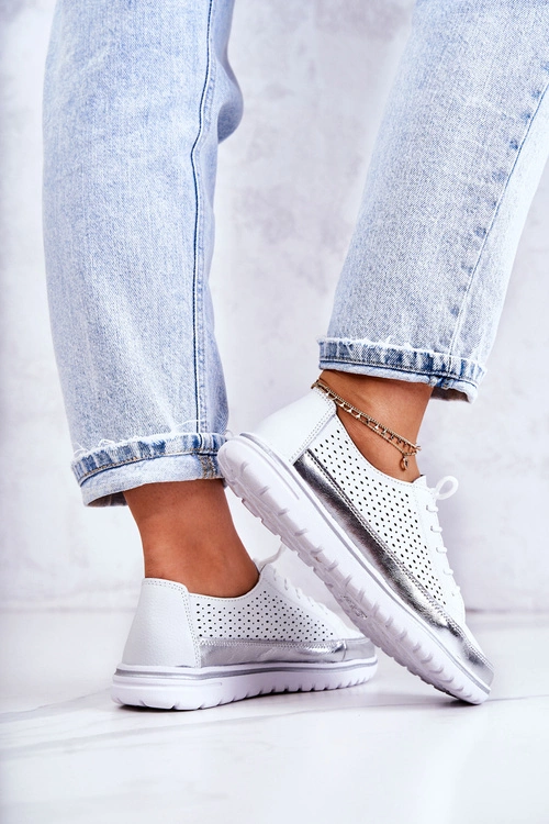 Damskie Ażurowe Półbuty Na Platformie Białe Deloren