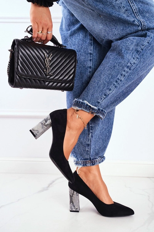 Czółenka Damskie Na Słupku Sergio Leone Czarne PB216