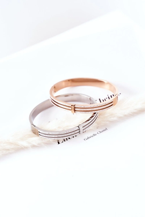 Bransoletka Stalowa z Cyrkoniami Srebrna