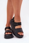 Sandały Damskie Na Platformie Z Rzepami Czarne Nitepira