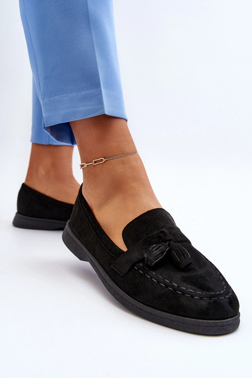 Damskie Zamszowe Mokasyny Czarne Dansitu