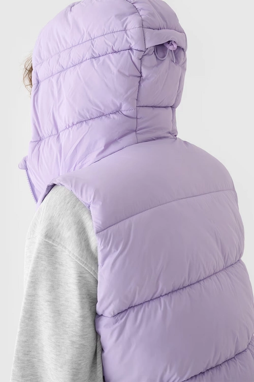 Bezrękawnik Damski Puchowy Z Kapturem 4F 4FWAW24TVJAF141-52S Fioletowy