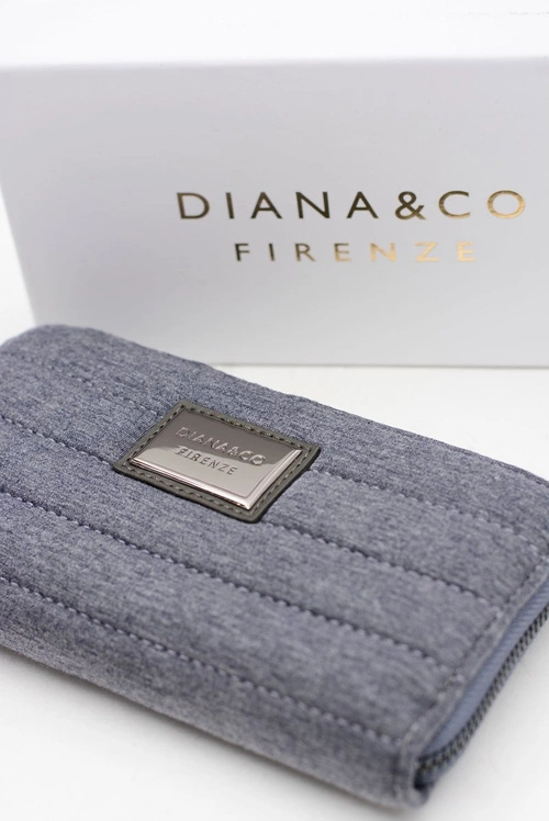 Duży Szary Damski Portfel Jeans DIANA&CO
