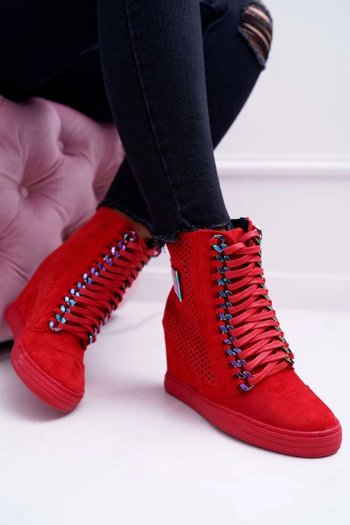 Damskie Sneakersy Lu Boo Ażurowe Zamszowe Czerwone Clamma