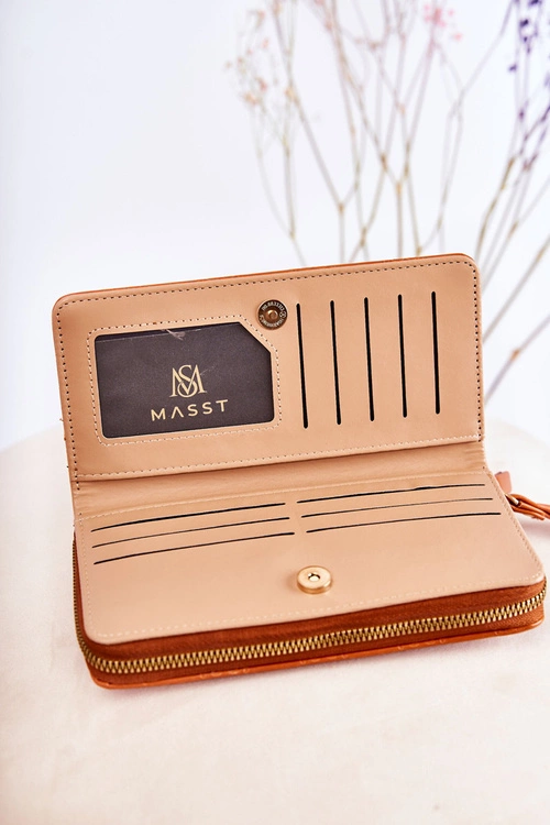 Damski Duży Portfel Z Ozdobą Jasnobrązowy Fabio