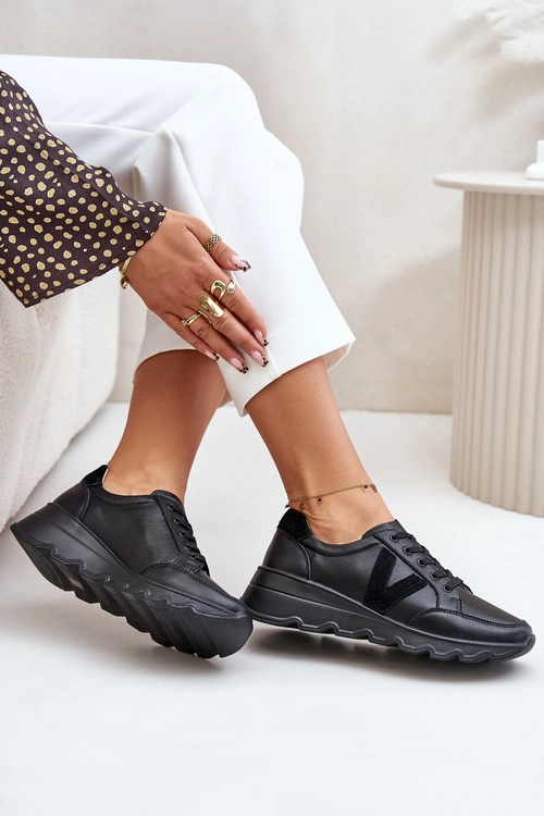 Skórzane Buty Sportowe Damskie Vinceza 7918 Czarne