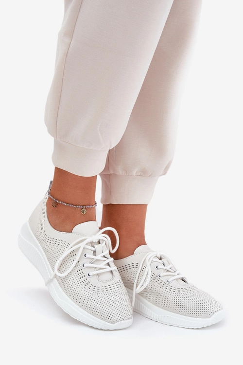 Skórzane Buty Sportowe Damskie Vinceza 41472 Białe