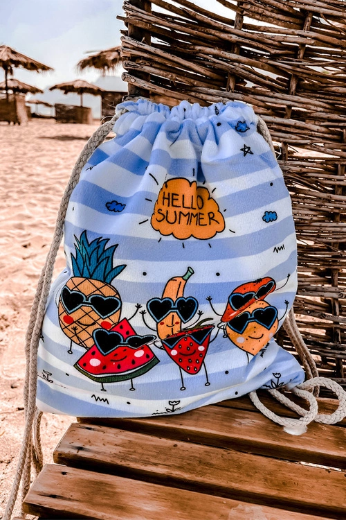 Plecak Torba Ręcznik 3w1 Paski Biało-Niebieskie