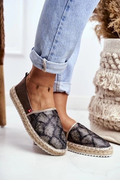 Espadryle Damskie Pleciona Podeszwa Brązowe Big Star FF274A515