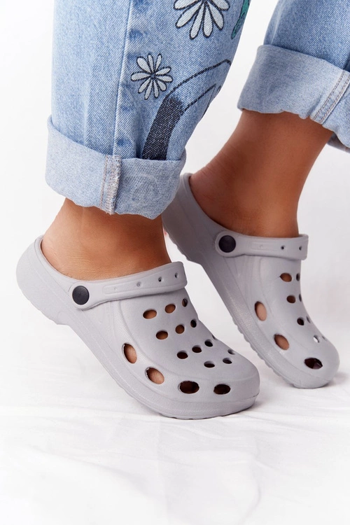 Damskie Klapki Na Basen Do Ogrodu Szare Piankowe EVA