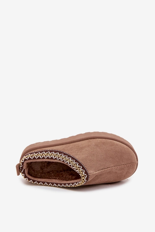 Śniegowce Dziecięce Młodzieżowe Z Haftem Na Platformie Khaki Jolisse