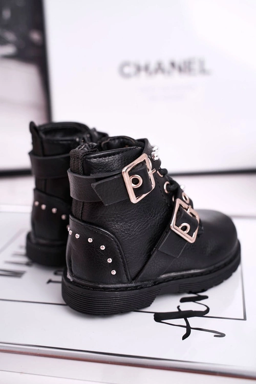 Dziecięce Botki Ocieplone Futerkiem Czarne Mary