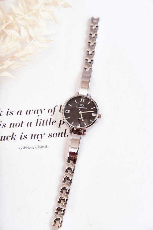 Zegarek Na Bransolecie Giorgio & Dario Z Czarną Tarczą Srebrny