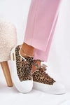 Trampki Damskie Na Masywnej Platformie Z Ozdobnym Sznurowaniem Panterka Brązowe Zidora