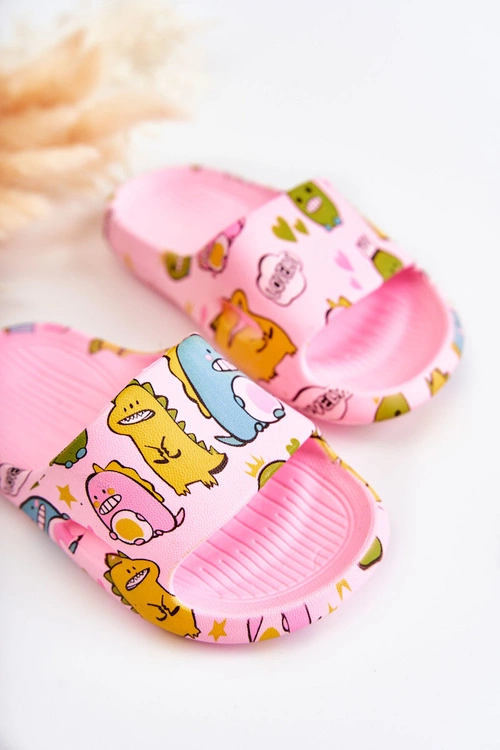 Lekkie Dziecięce Klapki Dinozaury Różowe Astro