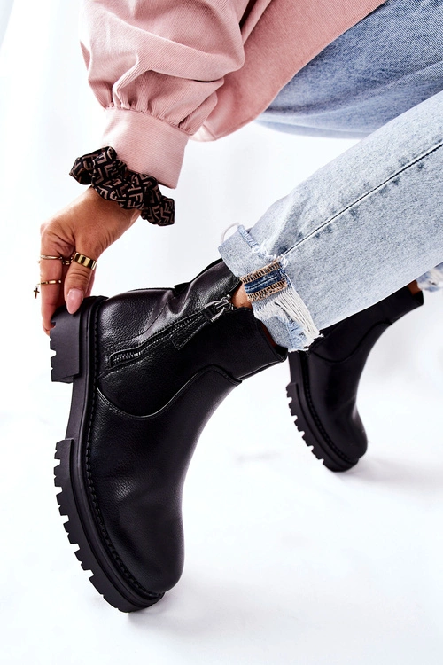 Wysokie Botki Z Suwakami Czarne Silvan