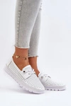 Skórzane Półbuty Damskie Ażurowe Białe Darnissa
