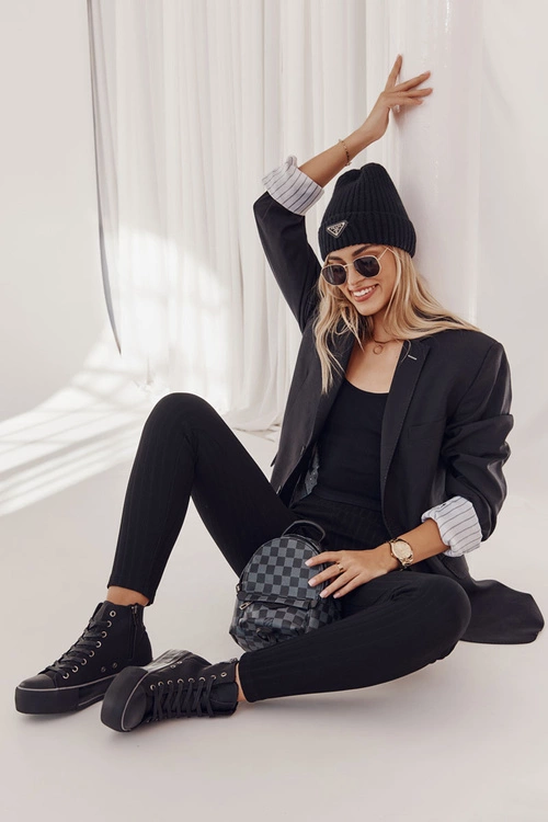 Damskie Wysokie Ocieplane Trampki Big Star KK274173 Czarne