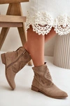 Ażurowe Damskie Niskie Botki Zapinane Na Zamek Beżowe Irinette