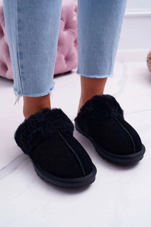 Damskie Klapki Papcie Czarne Mirendy