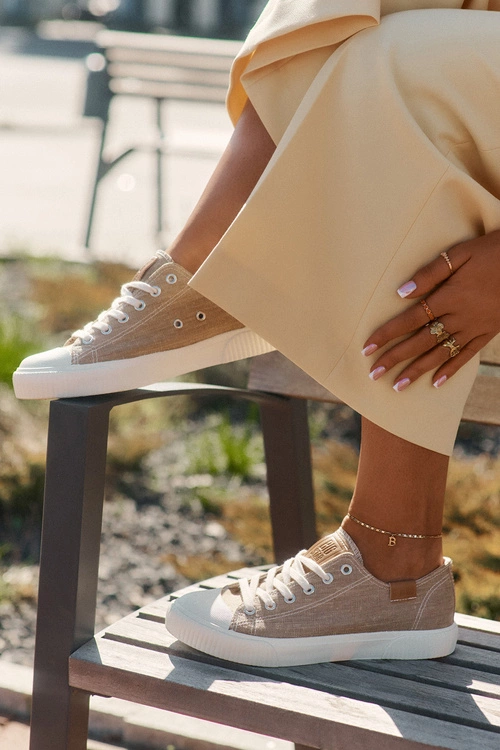 Materiałowe Trampki Damskie Big Star RR274795 Beżowe