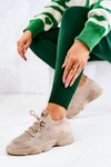 Sportowe Buty Sneakersy Materiałowe Ciemnobeżowe Nolene