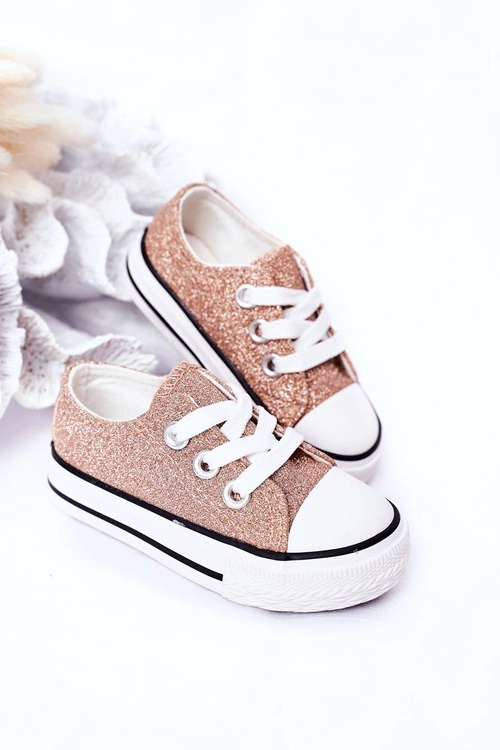 Dziecięce Brokatowe Trampki Różowe Złoto Bling-Bling