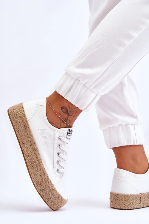 Modne Trampki Z Plecionką Lee Cooper LCW-23-31-1796L Białe