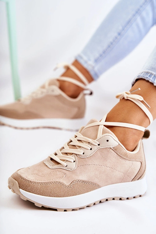 Damskie Zamszowe Buty Sportowe Beżowe Nayla