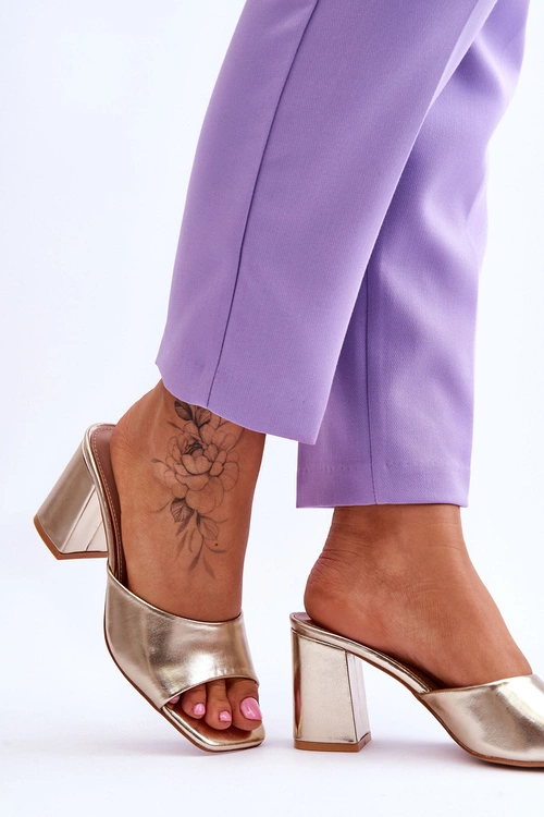 Damskie Skórzane Klasyczne Klapki Złote Loara