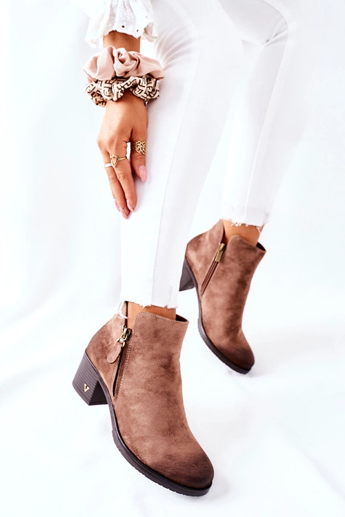 Botki Damskie Zamszowe Beżowe Bellarena