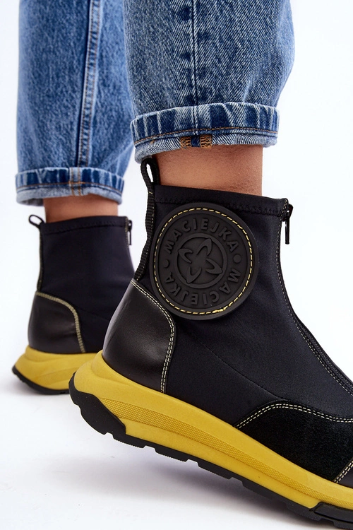 Damskie Skórzane Botki Z Suwakiem Maciejka 06297-01 Czarne