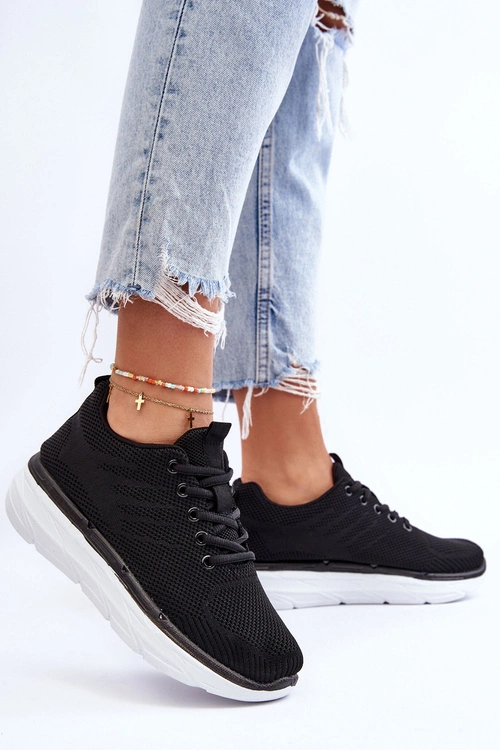 Damskie Sznurowane Buty Sportowe Czarne Lavarone