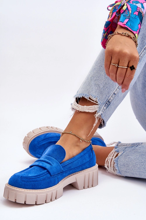 Damskie Zamszowe Wsuwane Półbuty Niebieskie Fiorell