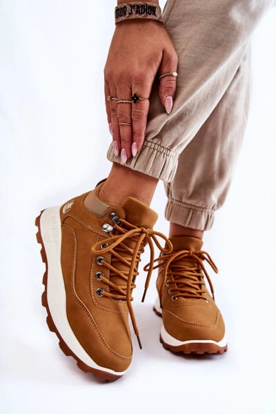 Damskie Ocieplane Buty Trekkingowe Trapery Camel Otto