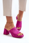 Damskie Klapki Na Obcasie Fuksja Bralya