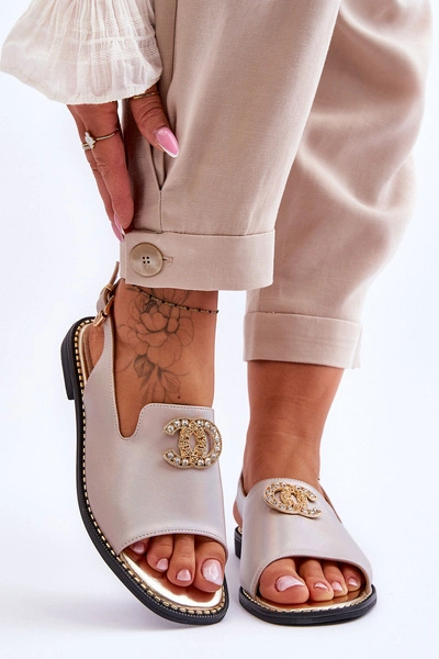 Damskie Sandały Z Ozdobą S.Barski KV-2775-49 Różowo-Złote