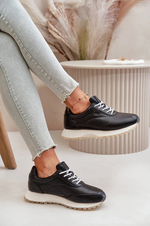 Damskie Sneakersy Buty Sportowe Z Eko Skóry Big Star OO274024 Hi-Poly System Czarne