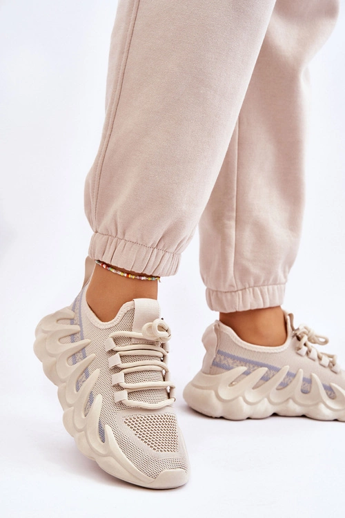 Damskie Modne Skarpetkowe Sneakersy Beżowe Daxo