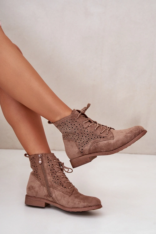 Damskie Botki Ze Wzorem Brązowe S.Barski HY66-136