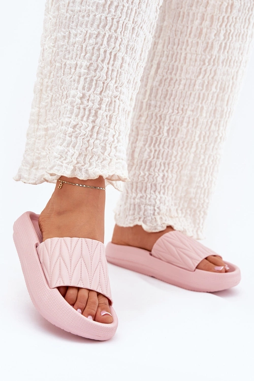 Klapki Damskie Piankowe Na Platformie Różowe Vanesha