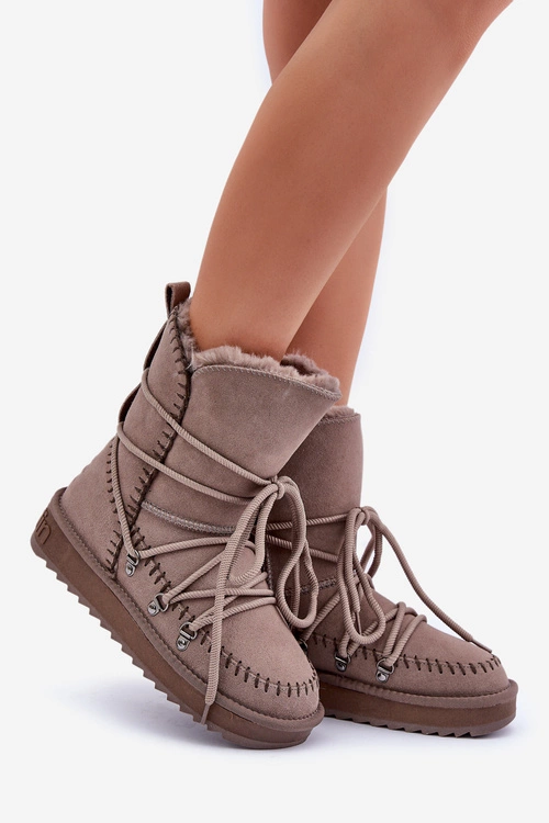 Śniegowce Damskie Z Naturalnego Zamszu D.Franklin DFSH375004 Taupe