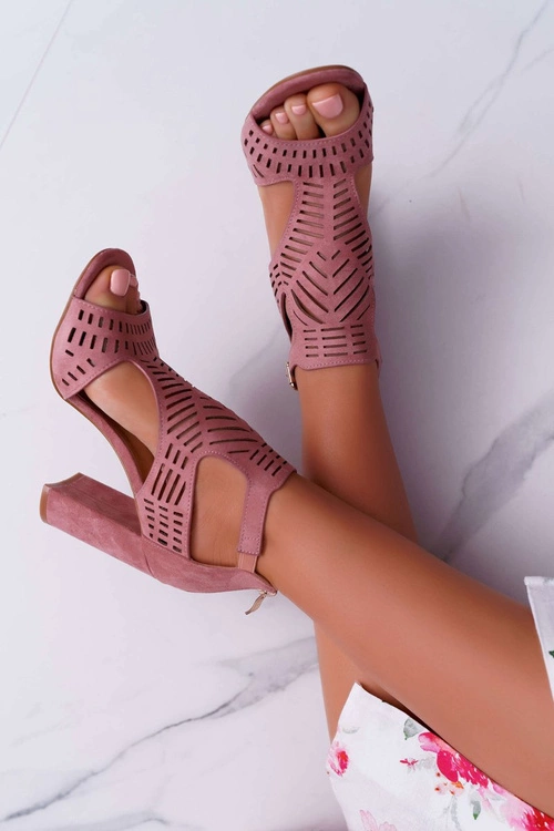 Damskie Sandały Na Słupku Peep Toe Różowe Carmelita