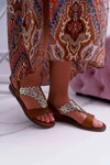 Sandały Damskie Płaskie Sergio Leone SK011 Camel Lirielle