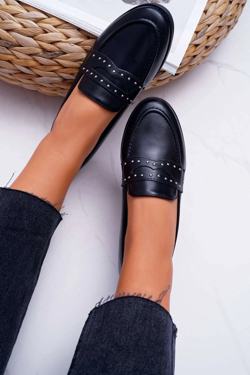 Mokasyny Damskie Loafery Lordsy Czarne Tenes