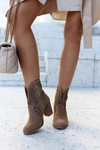 Ażurowe Botki Lewski Shoes 3166 Camel