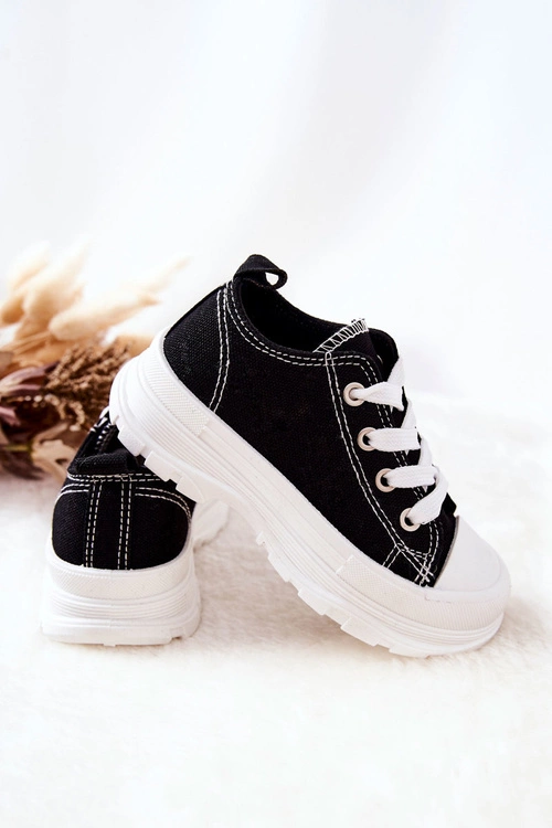 Dziecięce Trampki Na Platformie Czarno-Białe Travel Time