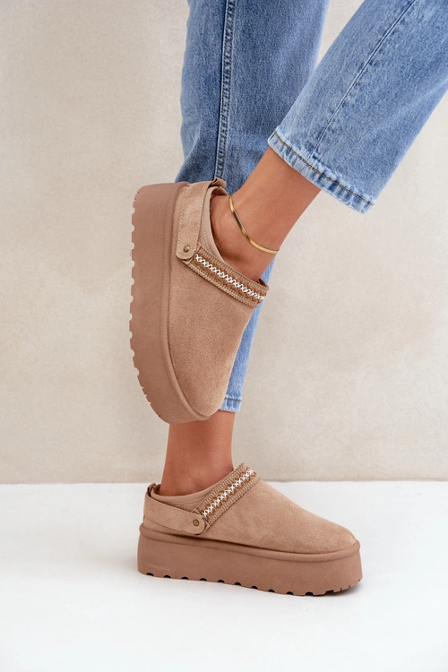 Śniegowce Z Ozdobnym Haftem Beżowe Selithria