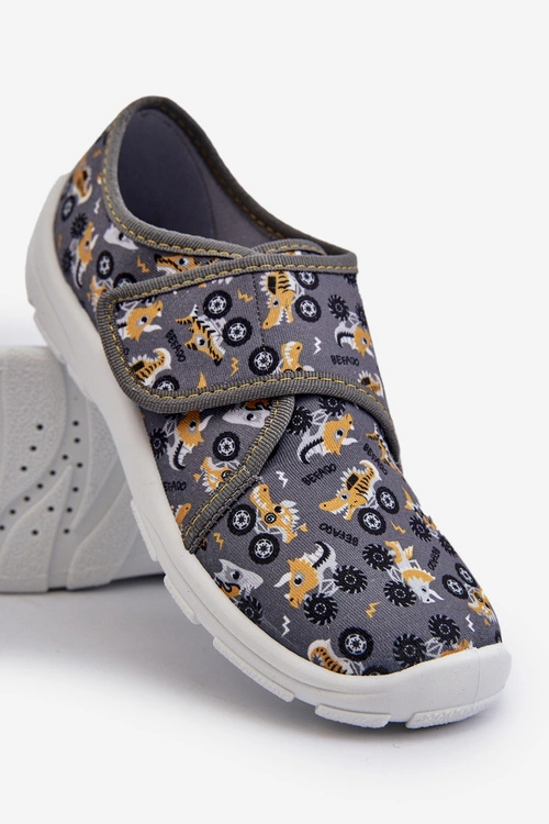 Wygodne Kapcie Chłopięce Na Rzep Befado 974Y552 Szare