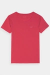 Damski Gładki T-Shirt Z Logo Różowy 4F 4FWMM00TTSHF1845-62S